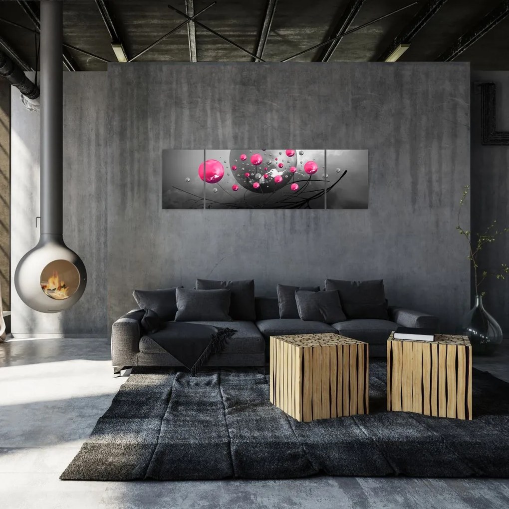 Obraz różowych abstrakcyjnych kul (170x50 cm)