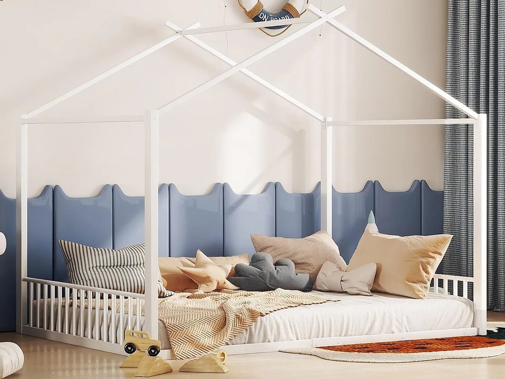 Łóżko kabinowe 140x200 cm - stalowa rama - Białe