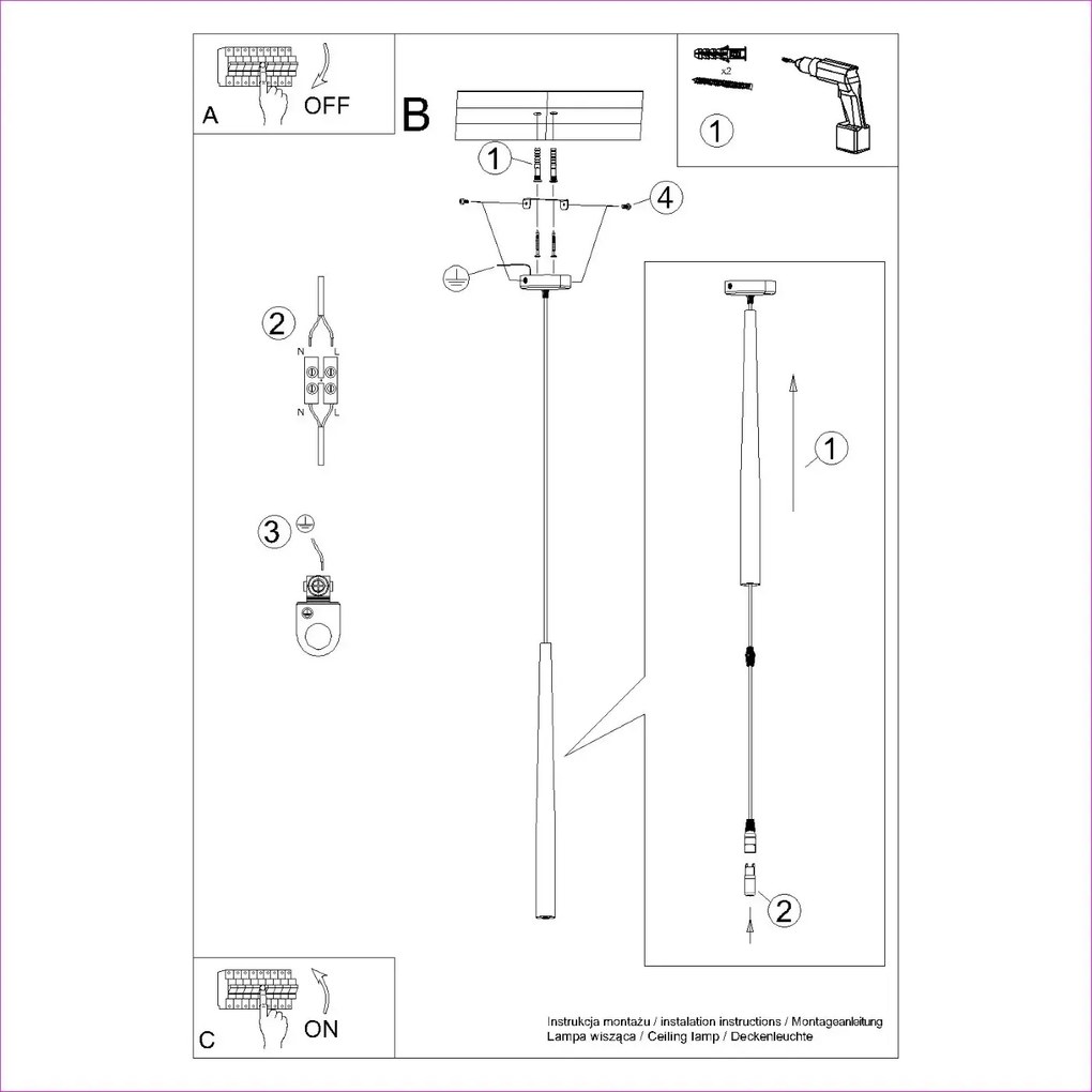 Lampa wisząca BLISS 1 czarna SOLLUX LIGHTING