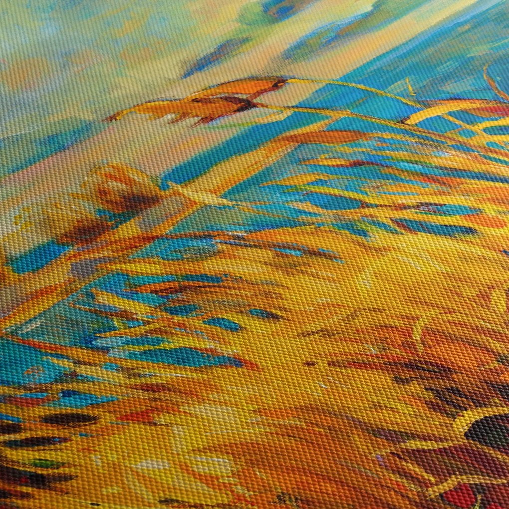Obraz - Zachód słońca nad jeziorem, obraz akrylowy (170x50 cm)