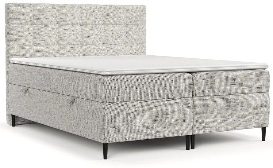 Jasnoszare łóżko boxspring ze schowkiem 140x200 cm Urbaneo – Maison de Rêve