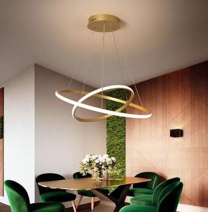Lampa nowoczesna LED wisząca sufitowa pierścienie AT59-2KSL-Gold