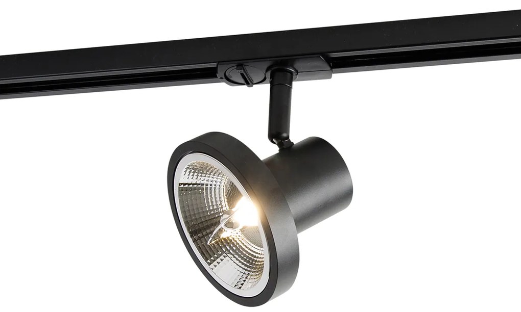 Nowoczesny system oświetlenia szynowego z 3 czarnymi reflektorami jednofazowymi 100 cm - Iconic Jeany Nowoczesny Oswietlenie wewnetrzne