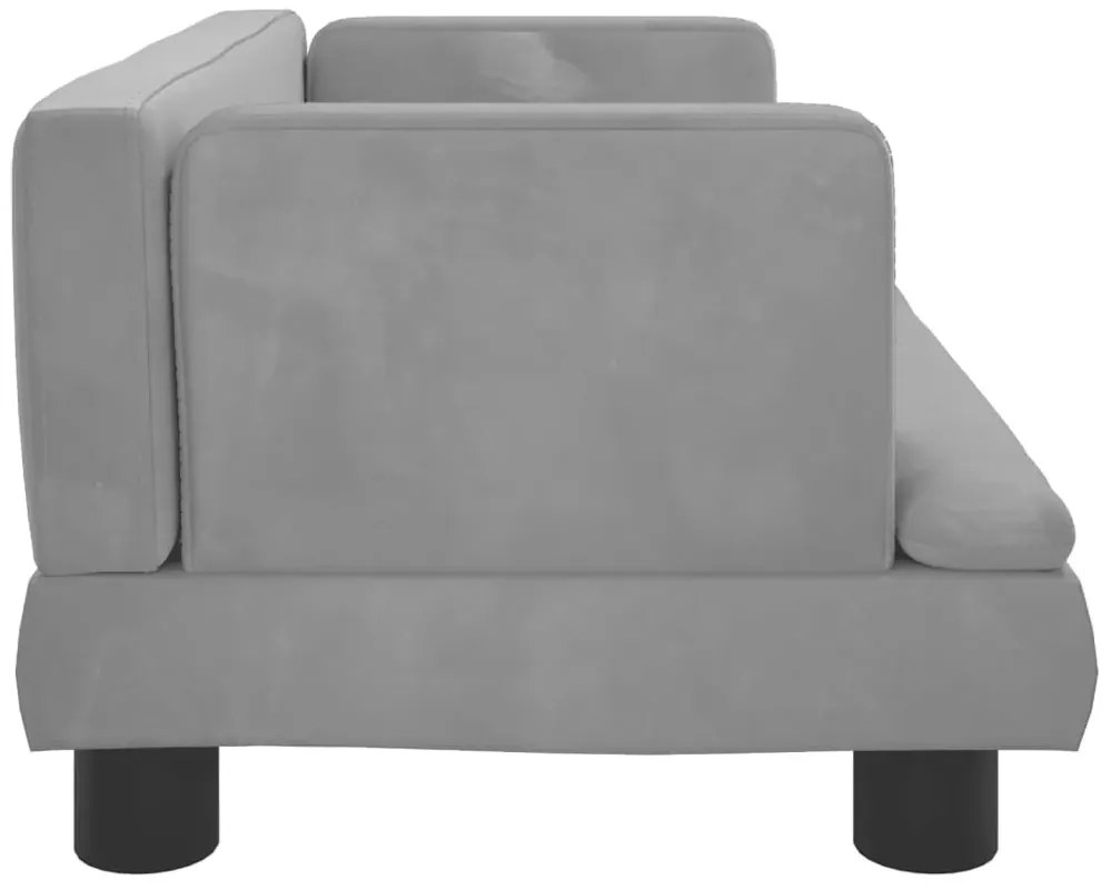 Aksamitna jasnoszara kanapa dziecięca H7-H89