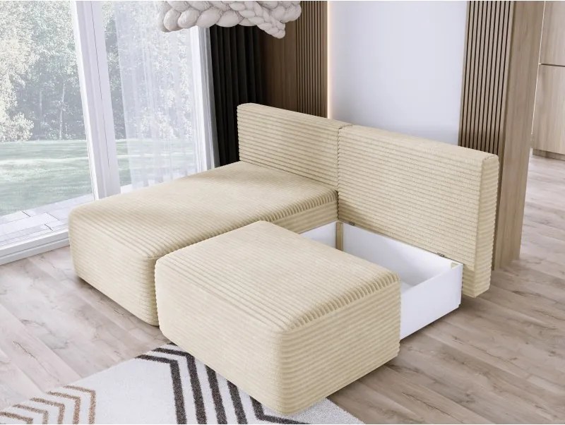 Narożnik TILIA wolnostojący układ L strona Lewa z funkcją spania w tkaninie Tilia 03