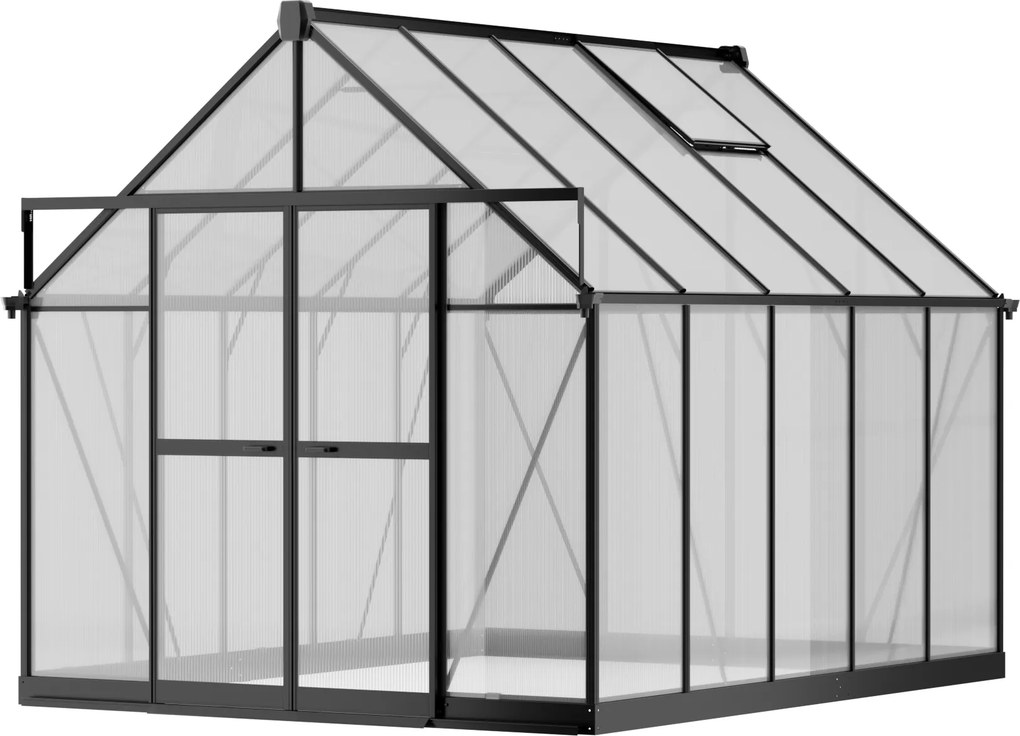 Szklarnia 234 x 244 x 312 cm, wzmocniona konstrukcja, poliwęglan 6 mm
