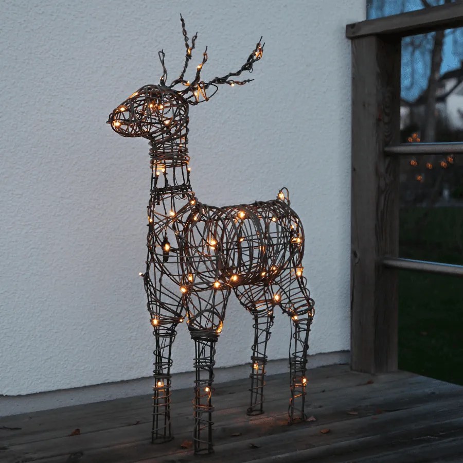 Brązowy renifer z lampkami LED do ogrodu Vixen M