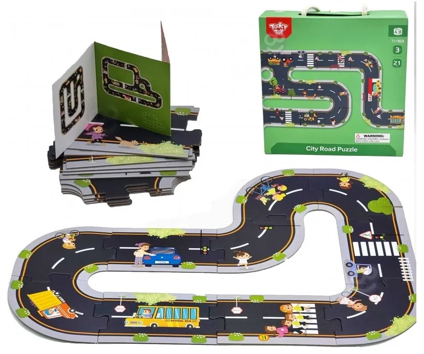 Tooky toy droga puzzle dla dzieci autostrada makieta 21 el. certyfikat fsc