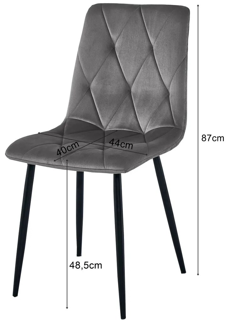 Szare krzesło do kuchni LIBRA z czarnymi nogami