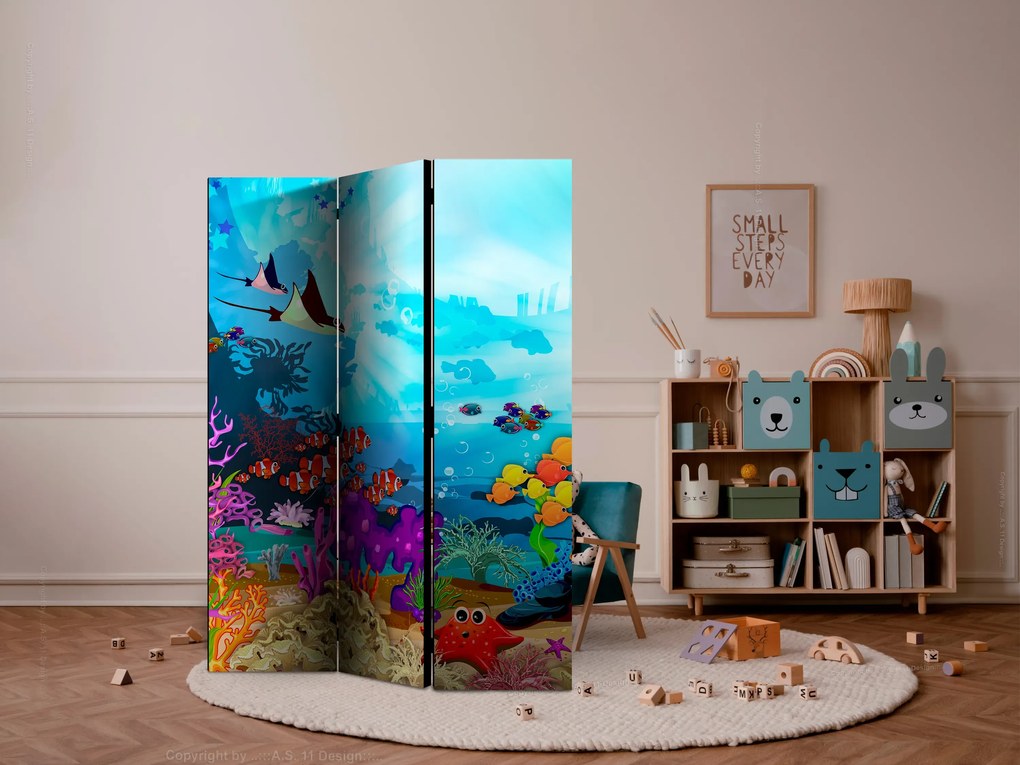 Parawan dwustronny Dla dzieci 135x172 cm 3-częściowy biały ARTGEIST B