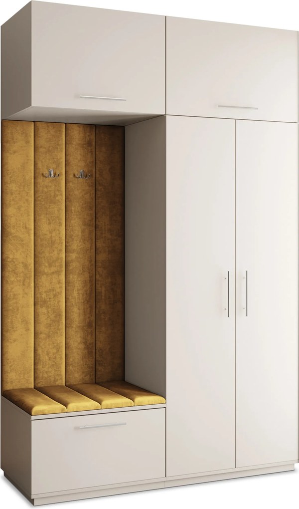 Masseno Garderoba REMA 150/240/60 cm Nowoczesna Szafa do Przedpokoju Kaszmir, MONOLITH 48 (Żółty)