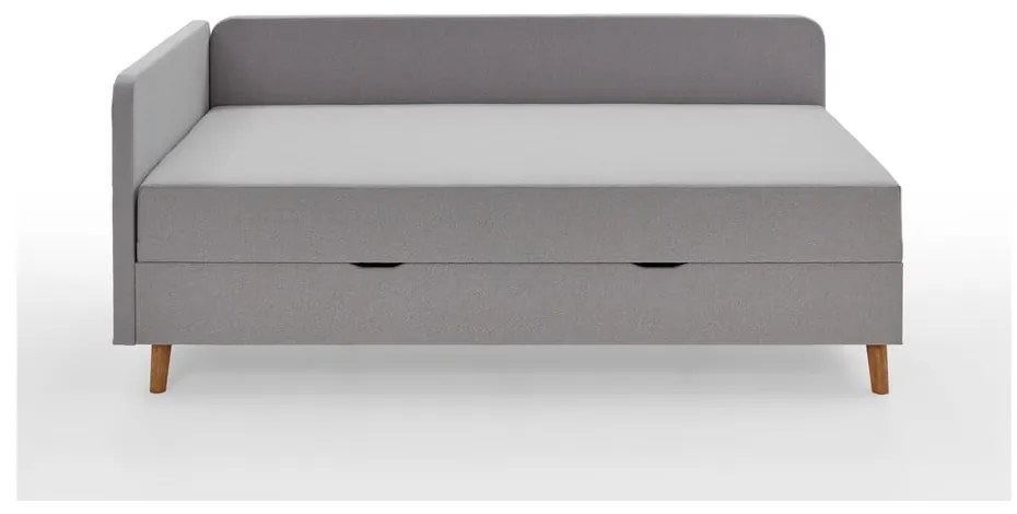 Jasnoszare tapicerowane łóżko jednoosobowe ze schowkiem 90x200 cm Cabana – Meise Möbel