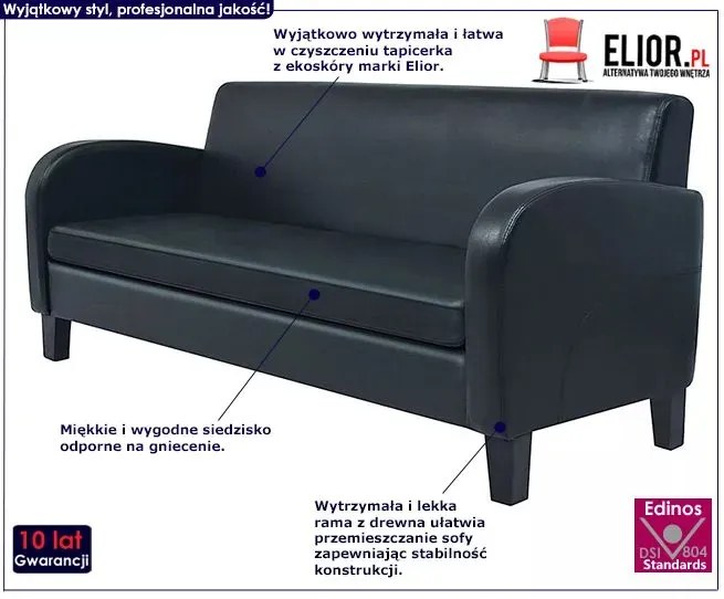 Trzyosobowa sofa czarna R8-F41