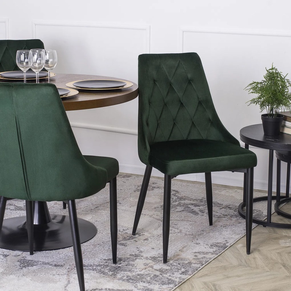 Krzesło Tapicerowane do Salonu CORK Zielone Welurowe Nowoczesne Loft