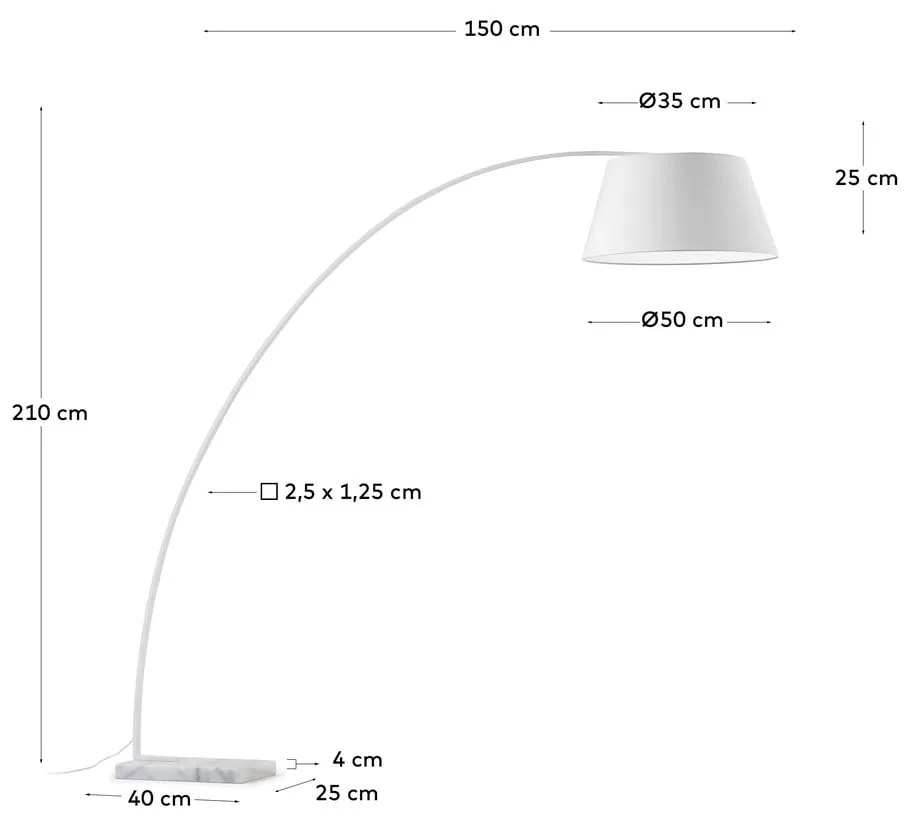 Biała lampa stojąca z tekstylnym kloszem (wysokość 210 cm) Juhe – Kave Home