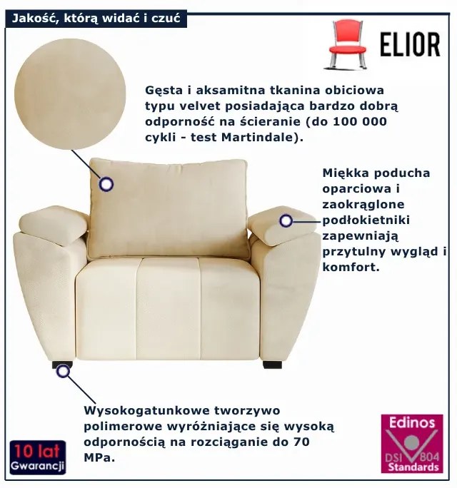 Kremowy nowoczesny fotel do salonu E8-Z11