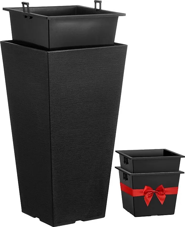 Doniczka SucceBuy, Zestaw 2 Wysokich Doniczek - Kwadratowe Stożkowe Doniczki o Średnicy 56 cm do Użytku na Zewnątrz i Wewnątrz