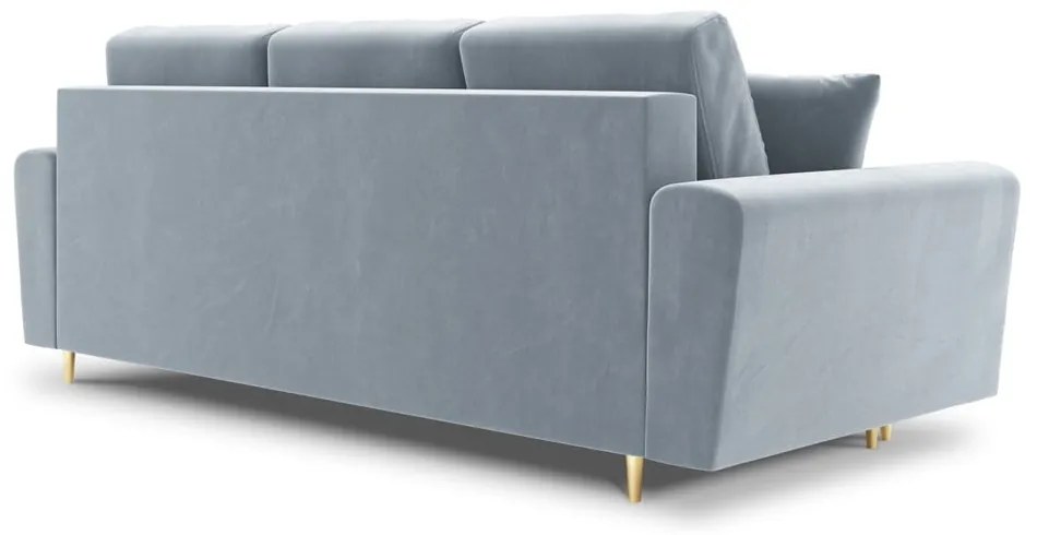 Jasnoniebieska aksamitna rozkładana/ze schowkiem sofa 235 cm Kyoto – Cosmopolitan Design