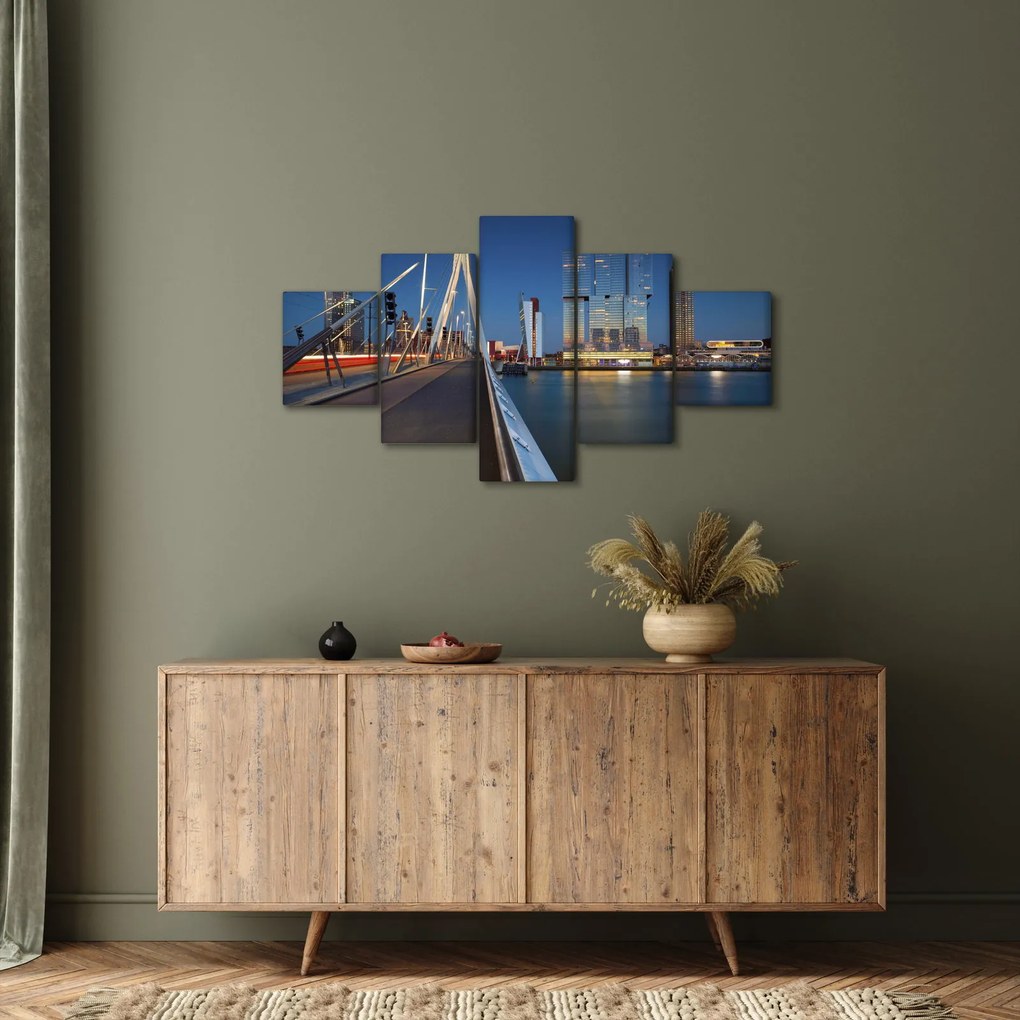 Obraz - Zmierzch w Rotterdamie, Holandia (125x70 cm)