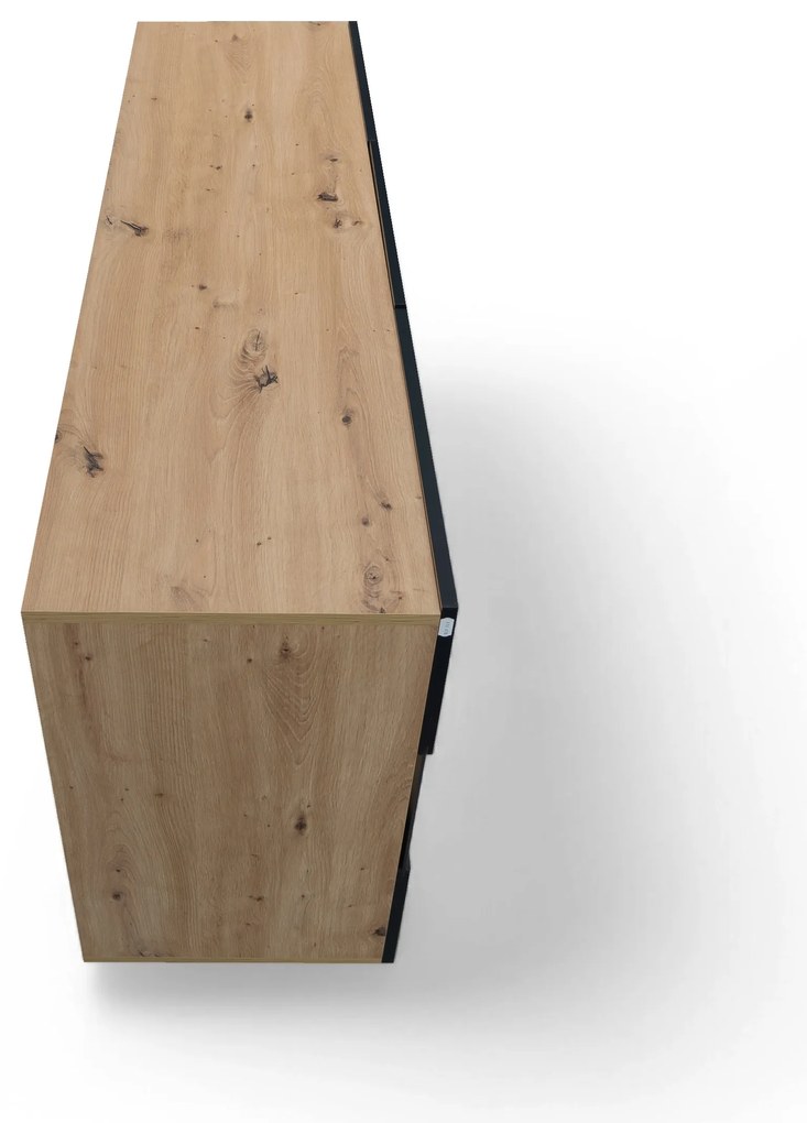 Komoda z szufladami Baros 26 - 132 cm - dąb artisan / czarny mat