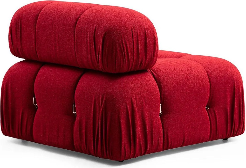 Elegancki fotel 1-osobowy, czerwony, 95x95x75 cm | Stelaż z drewna bukowego i płyty wiórowej, 100% poliester, zdejmowane oparcie, poduszka piankowa