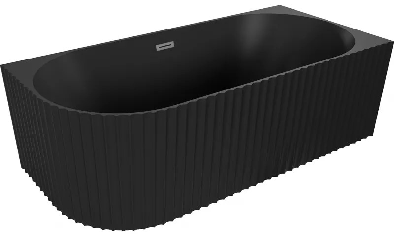 Mexen Gia wanna wolnostojąca narożna ryflowana prawa 170 x 80 cm, czarna mat, przelew gun metal - 52701708071P-95