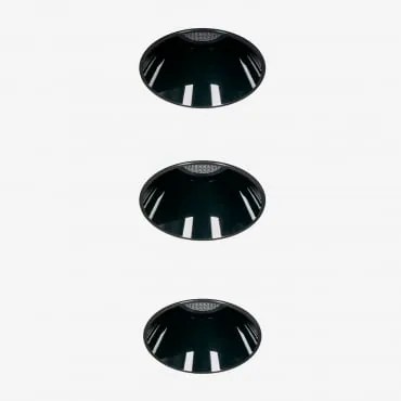 Pack 3 Wpuszczanych Downlightów Led Bezramkowych Trimless, Okrągłych Ø5,3 Cm, Do Użytku Zewnętrznego, Wykonanych Z Aluminium Lui Czarna & Biała 3000k