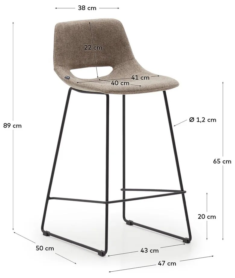 Jasnobrązowy hoker (wysokość siedziska 65 cm) Zahara – Kave Home