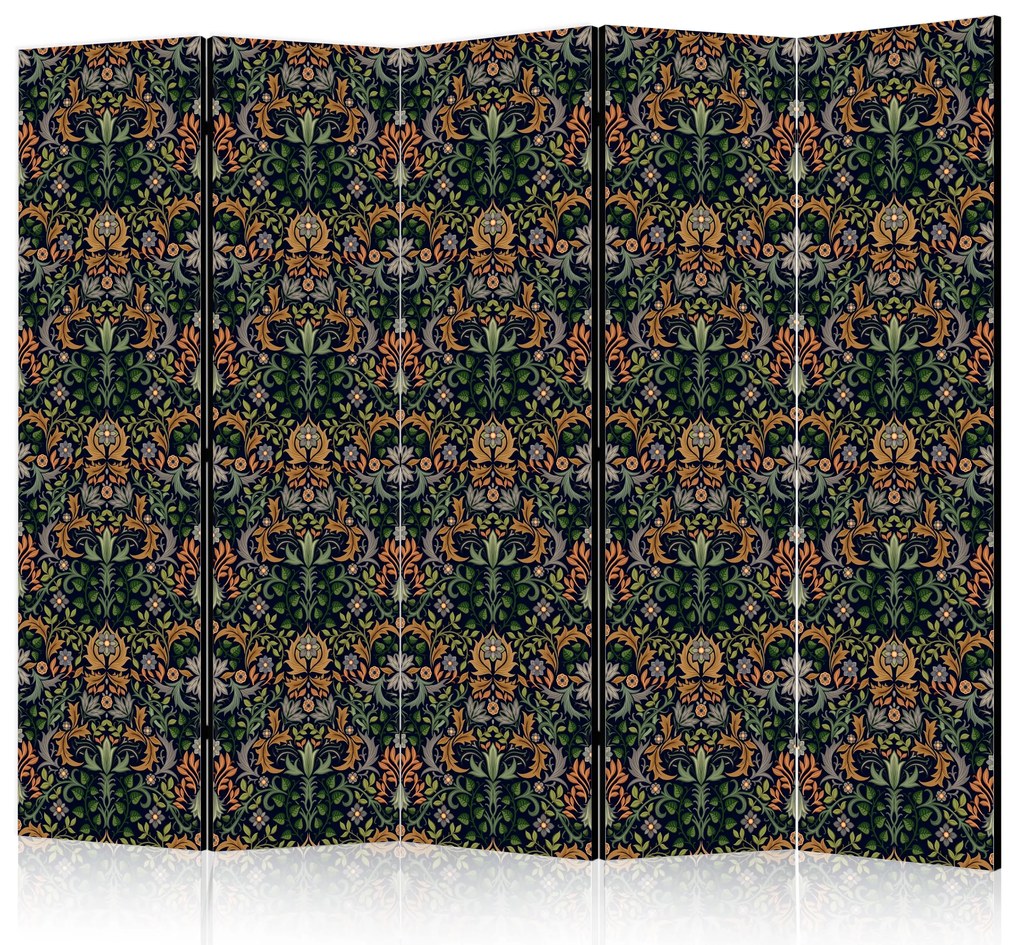 Parawan jednostronny Kwiaty 225x172 cm 5-częściowy czarny ARTGEIST B