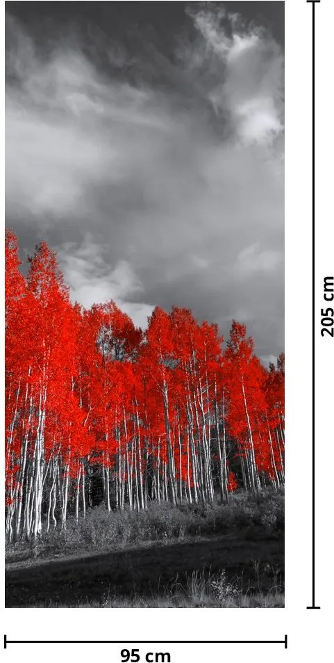 Fototapeta na drzwi - Czerwone drzewa (95x205cm)