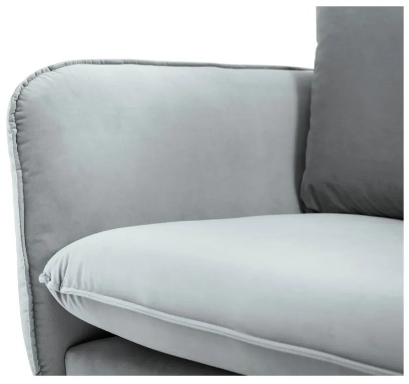 Jasnoszara aksamitna sofa Cosmopolitan Design Vienna, 200 cm