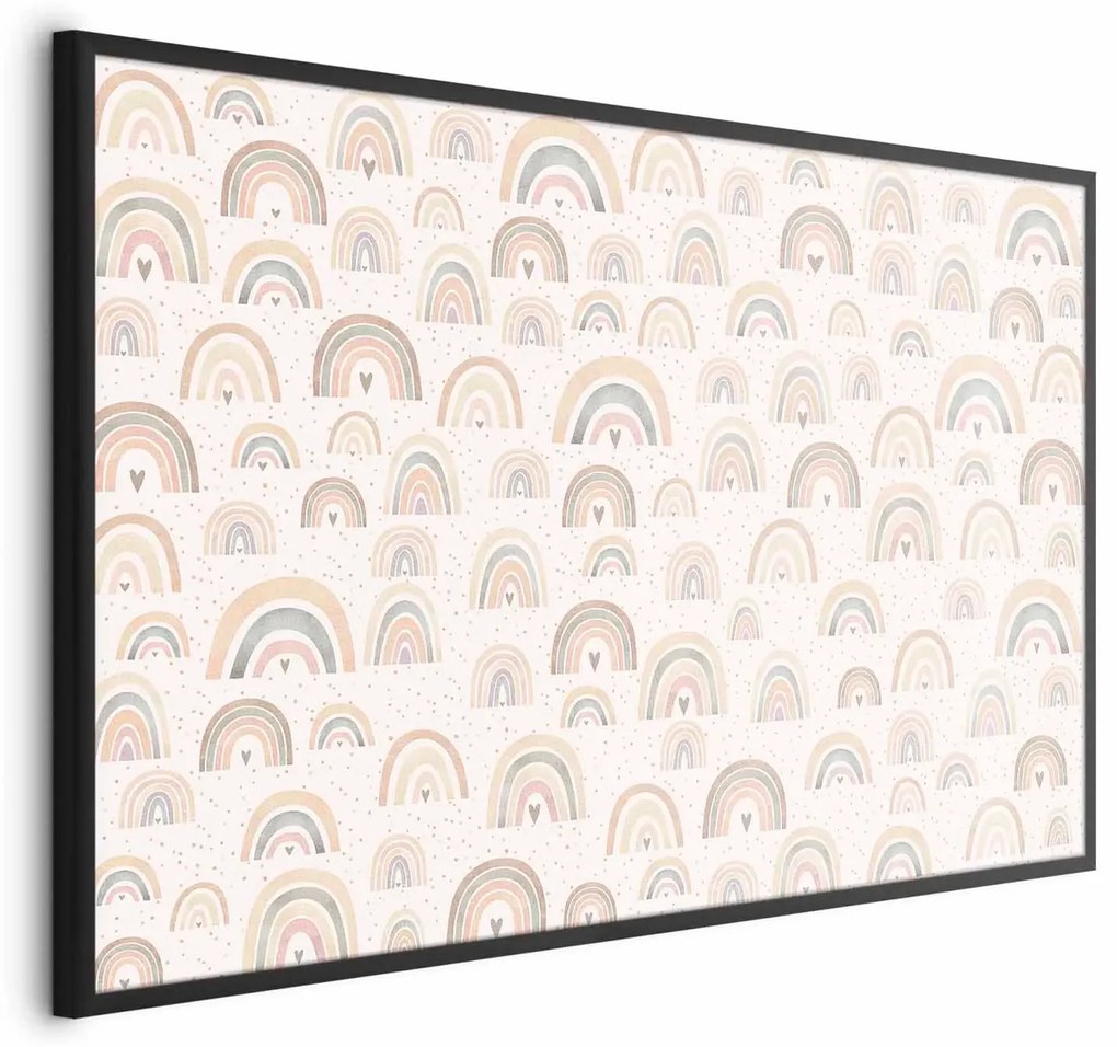 Plakat Tęcze i serca 42x29,7 cm z ramą czarną bez marginesu ARTGEIST B