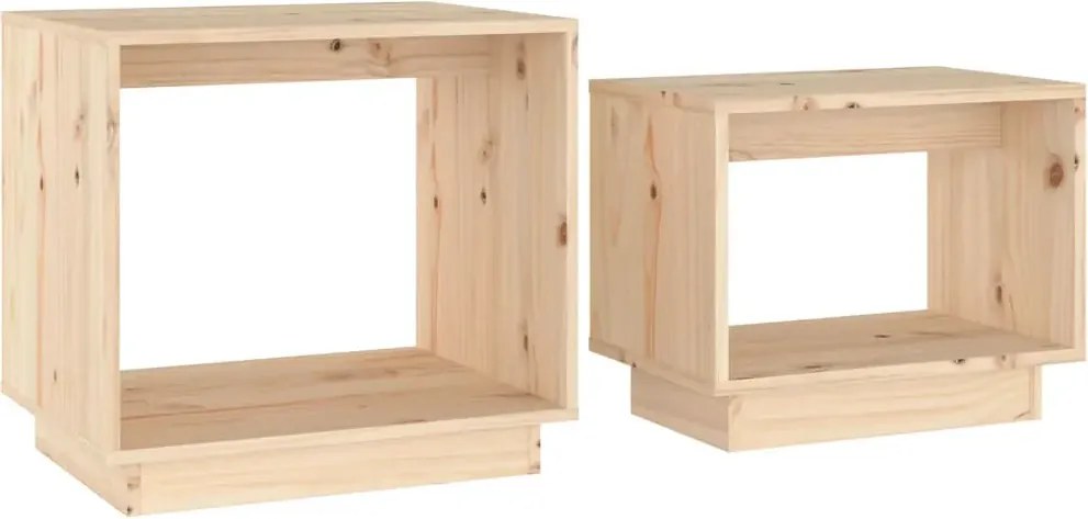 Naturalny komplet 2 drewnianych stolików kawowych T5-N88