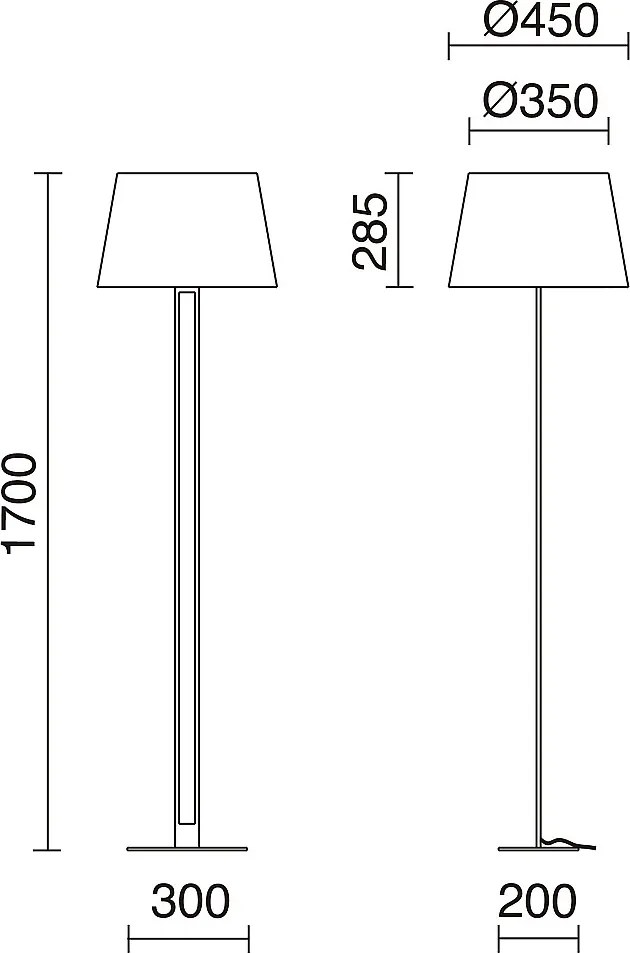 CLASSICAL lampa pod?ogowa styl klasyczny - W170 cm - w?./wy?. - stal i z?oto - klosz Ø45 cm - czarny - E27 Max. 60W-IP20