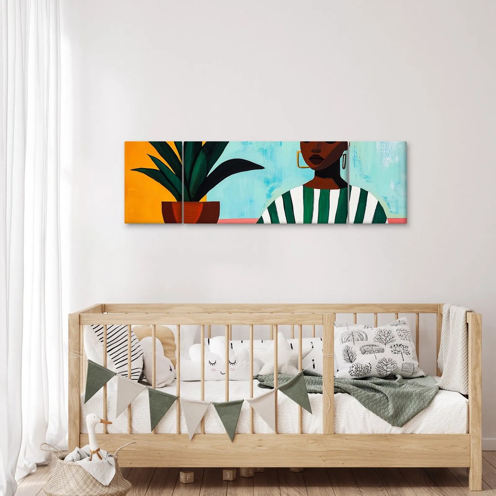 Obraz - Kobieta z kwiatem (170x50 cm)
