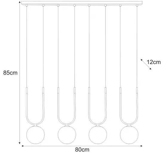 Czteropunktowa lampa wisząca beżowo-czarna P4-S70
