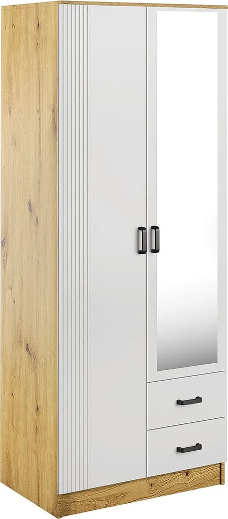 Szafa uchylna z lustrem dąb artisan + biały A9-C04