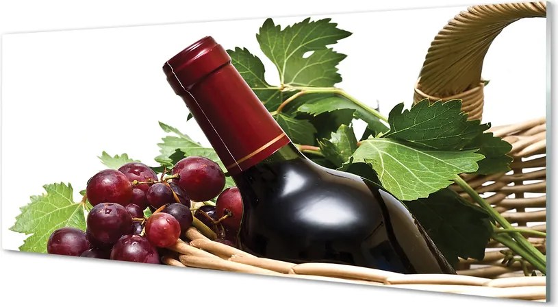 Panel szklany do Kuchni Kosz Pełen Winogron i Wino