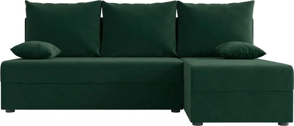 Rozkładana narożna sofa VALERIO SLIM 200x140 cm, ciemnozielona, uniwersalna + 2 poduszki GRATIS