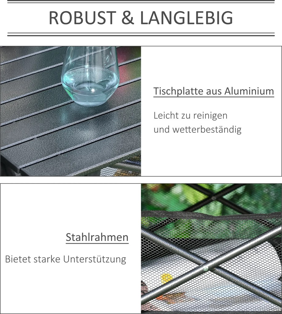 Outsunny aluminiowy składany stół kempingowy, 70 cm x 70 cm x 69 cm