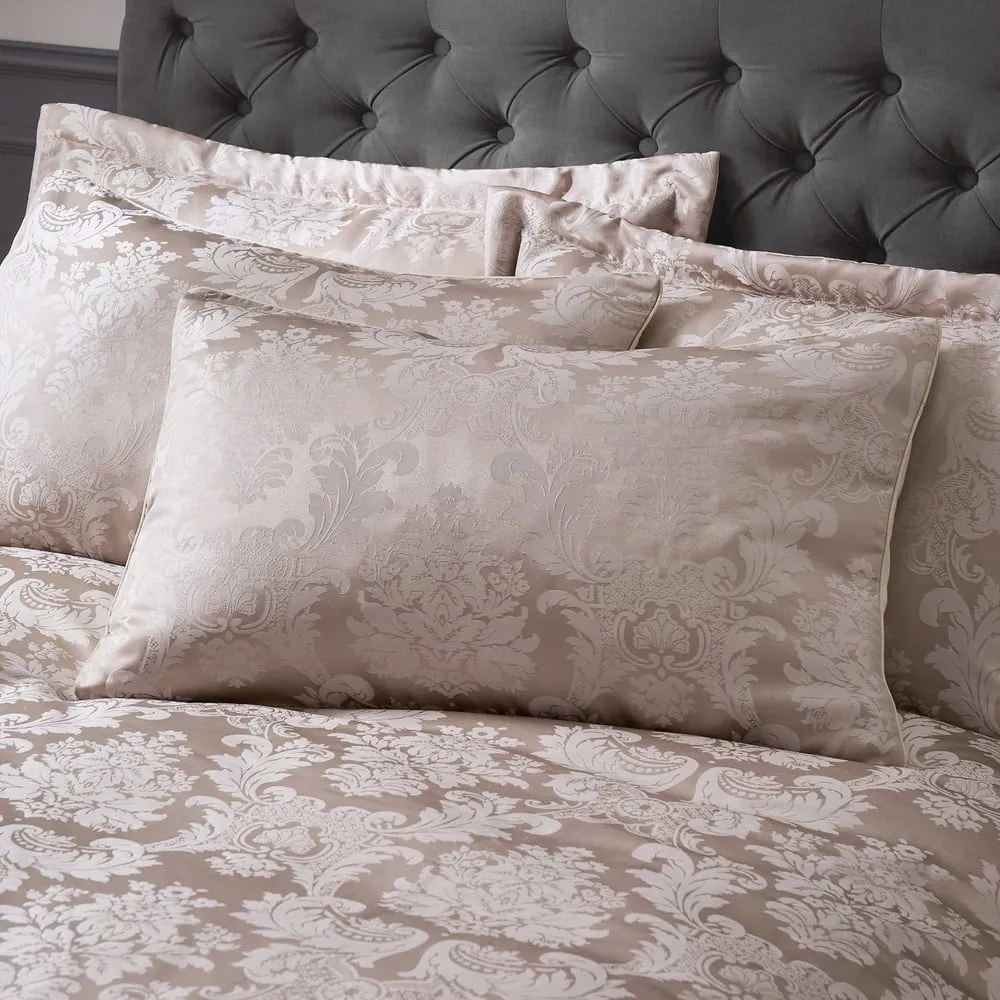 Beżowa adamaszkowa pościel dwuosobowa 200x200 cm Damask Jacquard – Catherine Lansfield