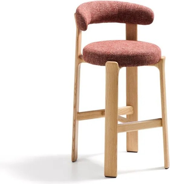 Hoker z litego drewna jesionowego w ceglasto-naturalnym kolorze (wysokość siedziska 75 cm) Granite – Kave Home