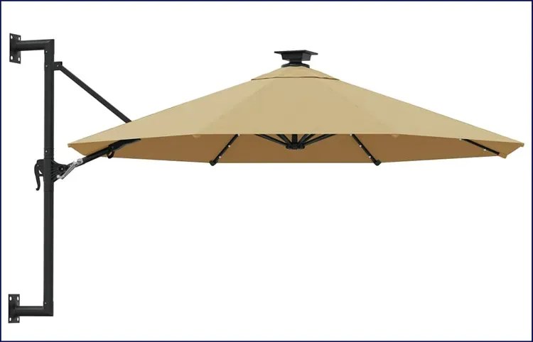 Parasol ścienny z oświetleniem LED taupe - Waren