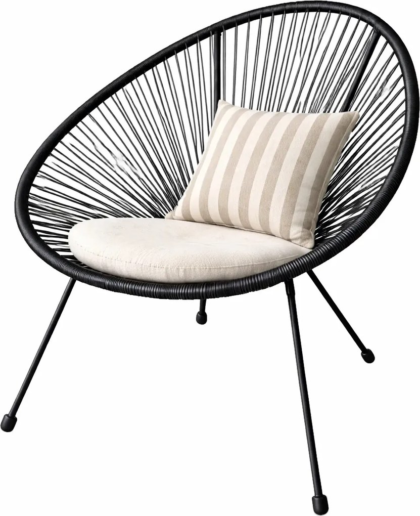 Czarne krzesło ogrodowe acapulco polirattanowe N8-D77