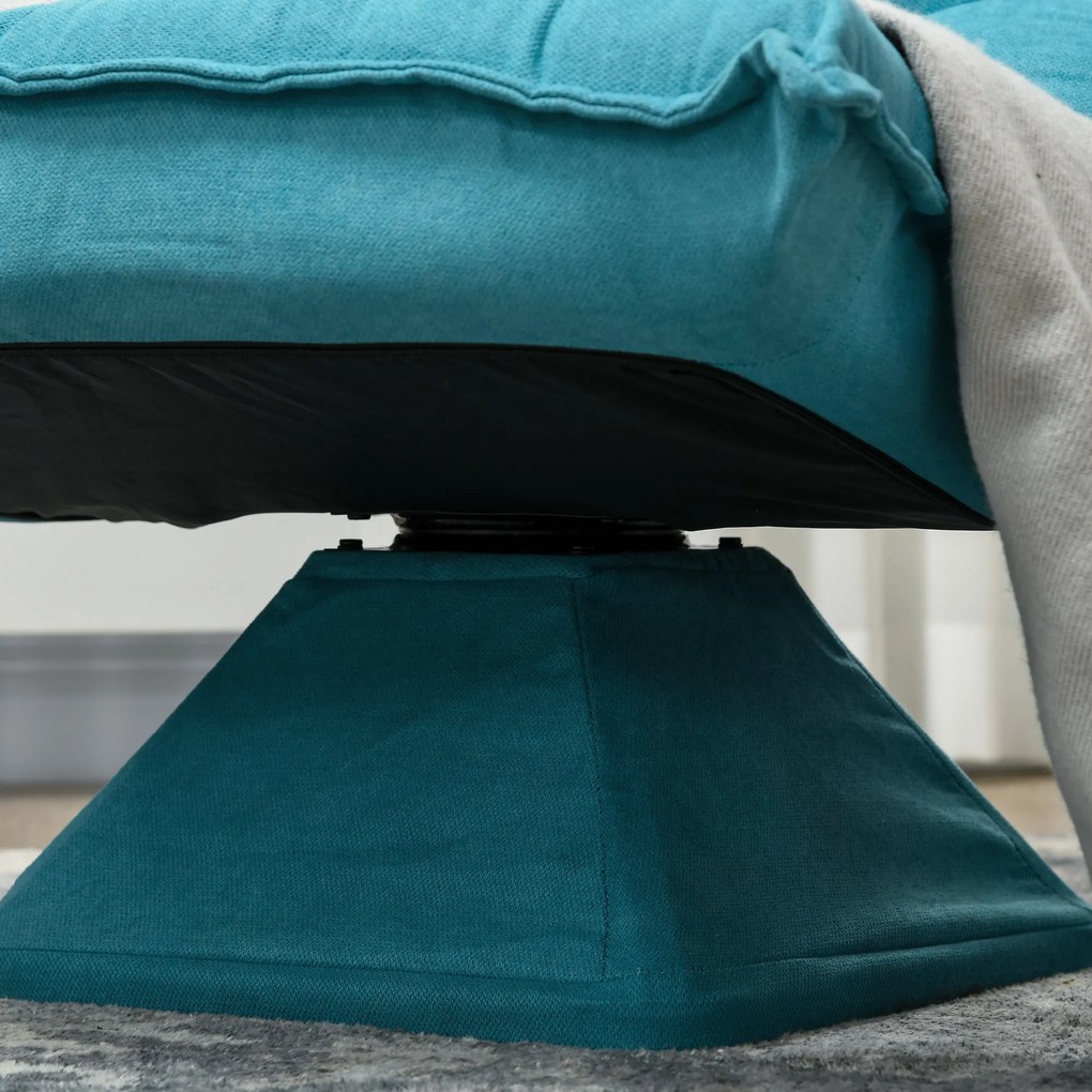 HOMCOM Relaksacyjny Fotel Czytelniczy, Obracany, w Wyglądzie Aksamitu, 62 cm x 70 cm x 95 cm, Niebieski