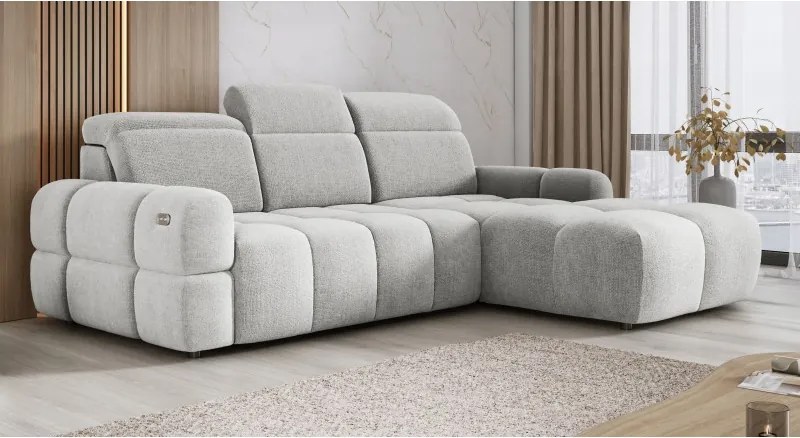 Narożnik MATEO S Wolnostojący Prawostronny Tkanina Memphis 16 kolor Złamana biel WERSAL