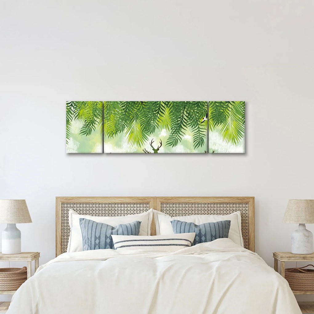 Obraz - Jeleń w lesie (170x50 cm)