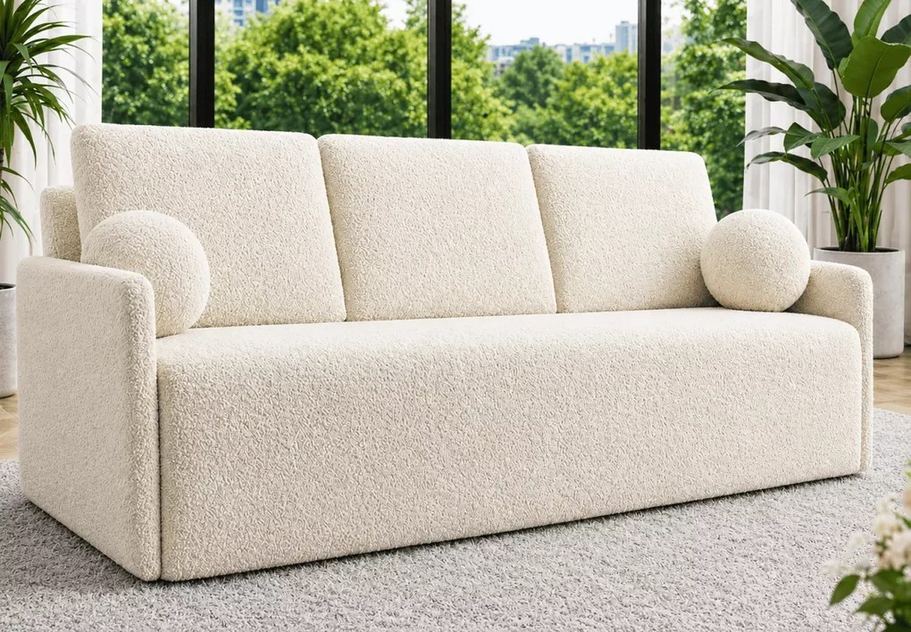 Kanapa Naxo rozkładana z funkcją spania i pojemnikiem – sofa 3-osobowa do salonu 208 cm