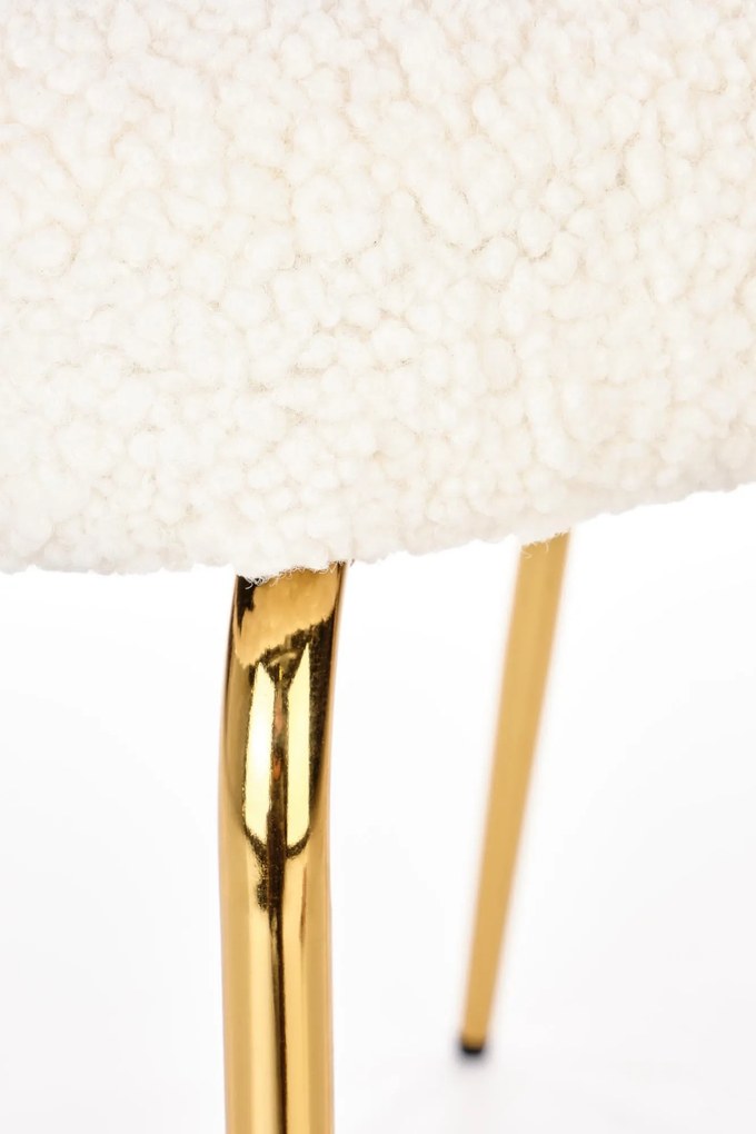 Krzesło, bouclé kremowe, K474 złoty stelaż, nowoczesne, eleganckie,