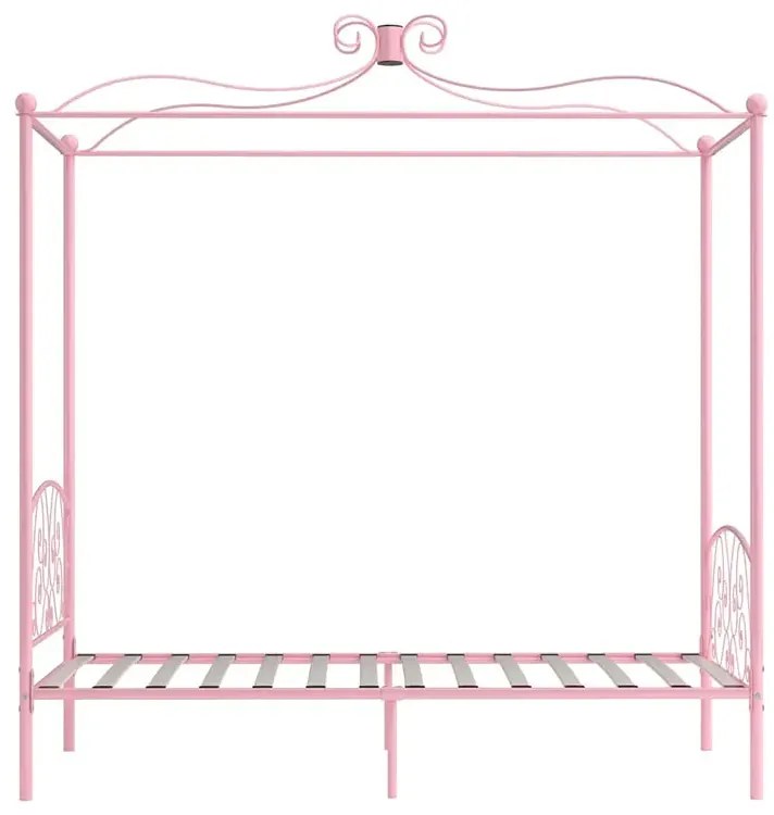 Różowe metalowe łóżko pojedyncze 90x200 cm - Ifrexi